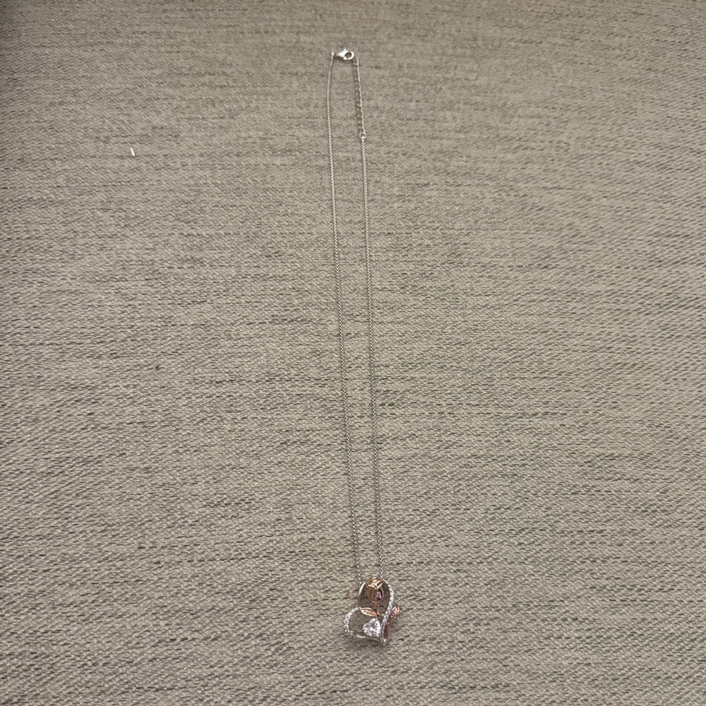 Elegant Rose Gold and Silver Heart Pendant Necklace